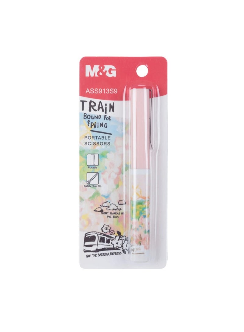 M&G Chenguang Sakura Design Portable Scissors with Protective Sheath - 1pcs- No: ASS913S9 - Image 2